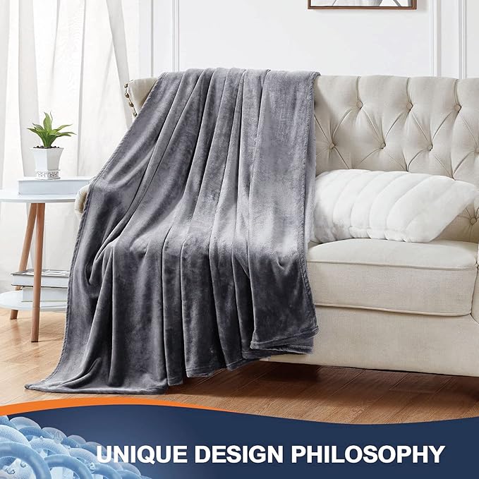 Walensee Fleece Blanket Plush Throw Fuzzy Lightweight (California King Size 108x102Dark Grey) Super Soft Microfiber Cal King Size Flannel Blankets for Couch, Bed, Sofa Warm and Cozy for All Seasons