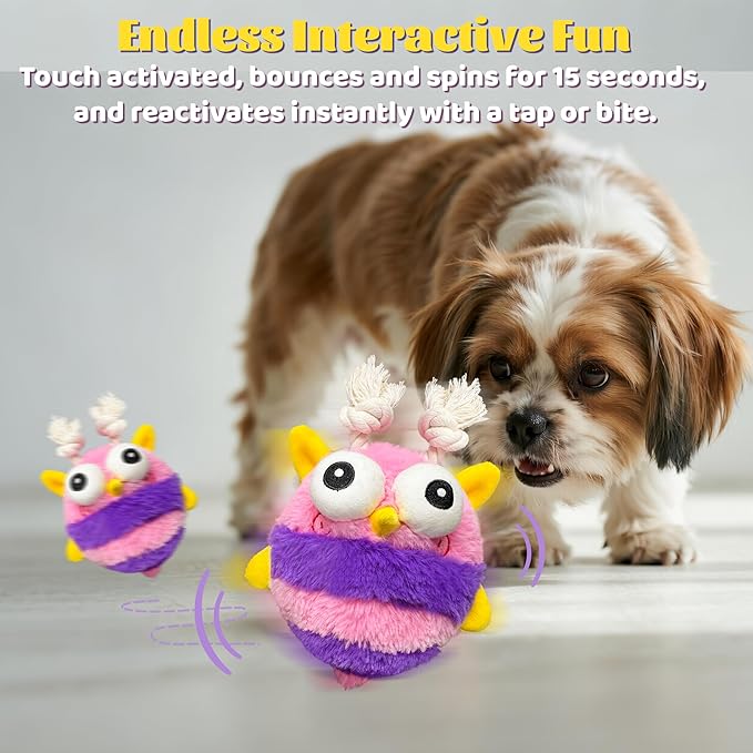 Moving Dog Toys – Rechargeable Interactive Dog Squeaky Toy with Motion-Activated Ball, Music, Recording & Silent Modes – Self-Play Toy for Small, Medium & Large Breeds (Bee)-Mewly Pet