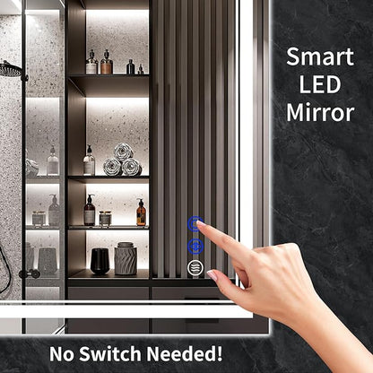 36"x36" LED Bathroom Mirror with Anti-Fog, Stepless Dimmable Lights, 3 Color Modes, Shatter-Proof Tempered Glass, Memory Function & Waterproof Design