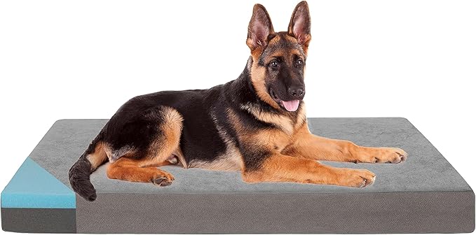 Orthopedic Memory Foam Dog Bed for Large Dogs, Cooling Dog Beds -Waterproof Pet Bed Mats for Crate with Removable Washable Cover,Ideal for Arthritic Dogs (47inch,110Lbs)-Mewly Pet