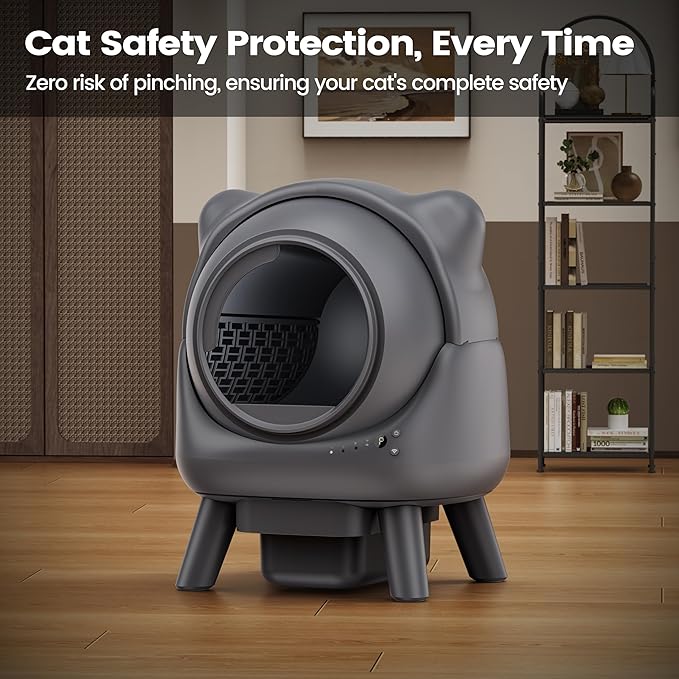 Automatic Cat Litter Box for Cats, Self Cleaning Litter Box, 65L Robot with APP Control, Safety Protection, 1 Roll Garbage Bags-Mewly Pet