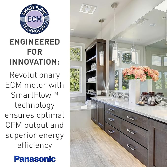 Panasonic WhisperValue Ceiling/Wall Mount Bathroom Exhaust Fan with Humidity Sensor, 50-80-100 CFM, FV-0510VSC1