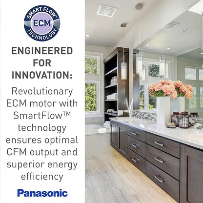 Panasonic WhisperValue Ceiling/Wall Mount Bathroom Exhaust Fan with Humidity Sensor, 50-80-100 CFM, FV-0510VSC1