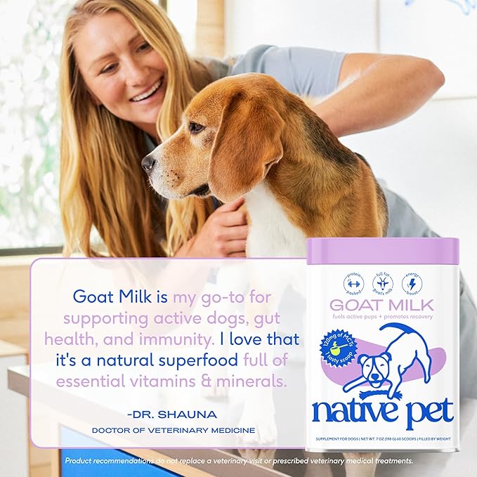 Native Pet Goat Milk for Dogs - Organic Goat Milk Powder for Dogs and Cats - Puppy Formula Dairy Replacement Packed with Protein & Vitamins for Immunity, Recovery & Growth for Active Pups - 120 Scoops-Mewly Pet