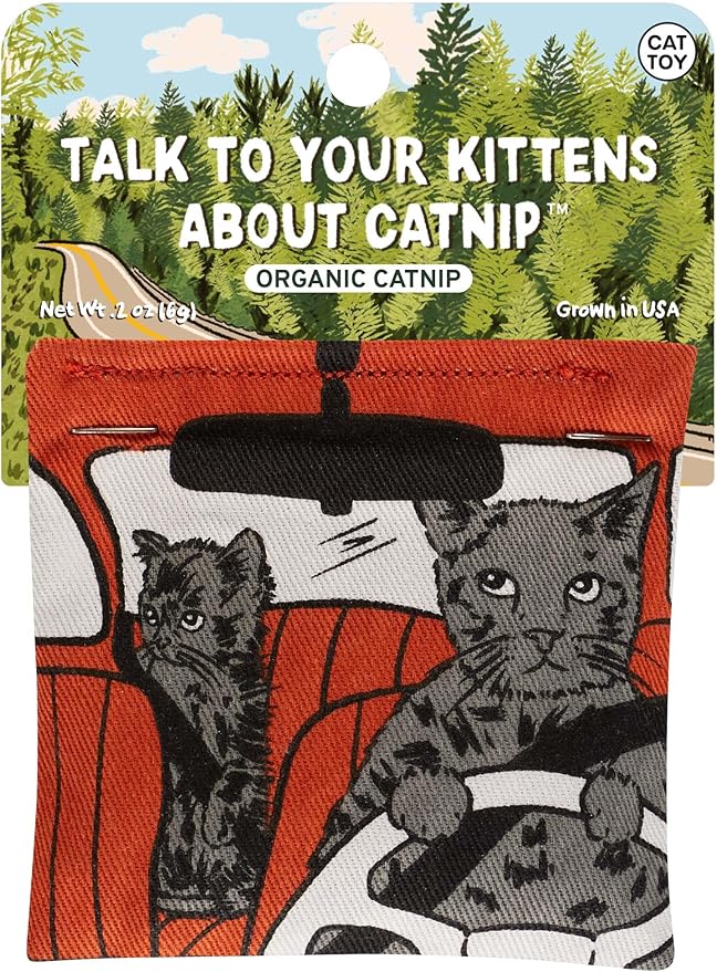 Blue Q Talk to Your Kittens About Catnip - Cat Toy. Premium Organic Catnip Grown in USA, 100% Cotton Pouches, Kitty Graphics Sure to Delight Every Cat-Keeper.-Mewly Pet