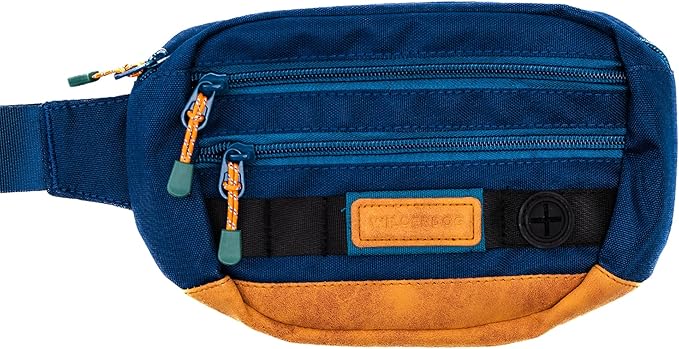 Wilderdog Utility Fanny Pack stores Treats, Balls, Keys in 3 Pockets with adjustable strap and Poop Bag dispenser (Pacific Blue)-Mewly Pet