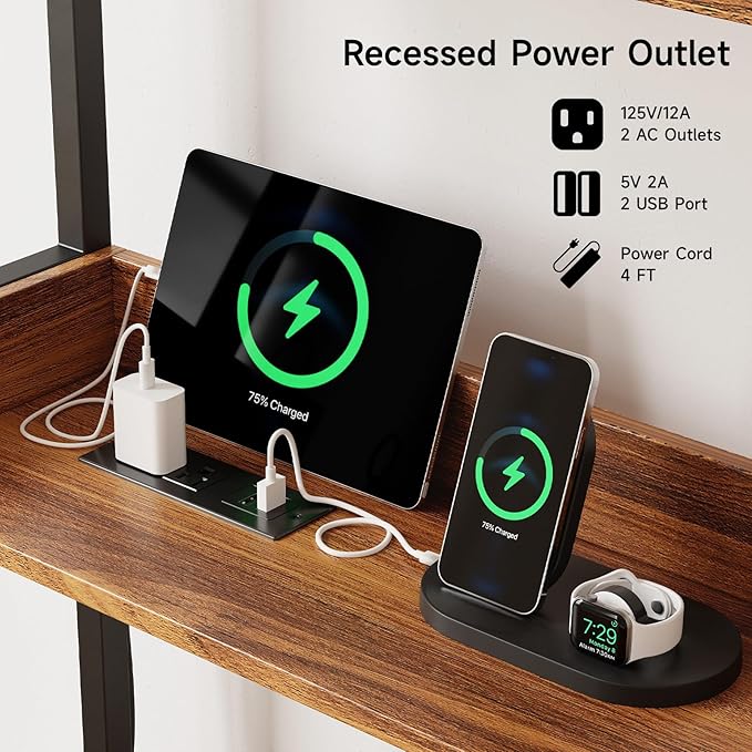 55 Inches Cat Litter Box Enclosure, Hidden Litter Box Furniture with 2 Storage Shelves and Charging Sockets, Wooden Cat House, Large Indoor Cabinet for Living Room & Entryway, White-Mewly Pet