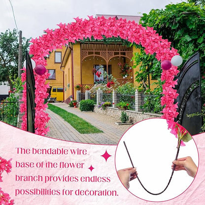 60 Pack Artificial Bougainvillea Floral 38" Silk Long Stem Bougainvillea Plants Hanging Table Centerpiece for Home Wedding Indoor Outdoor Decorations (Rose Red)