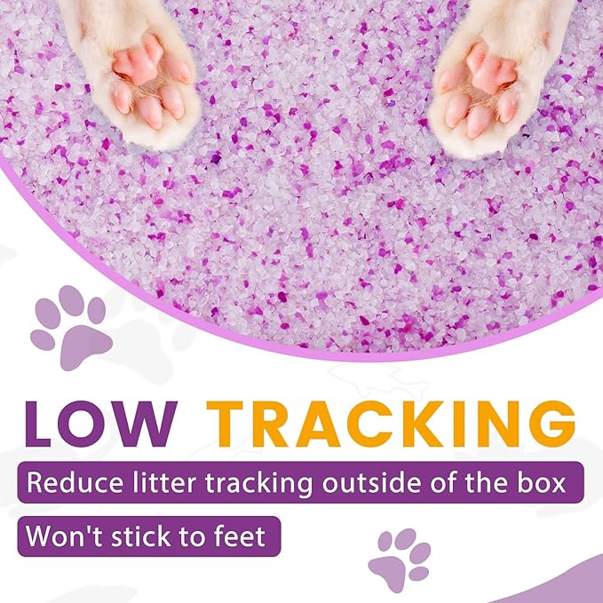 NEWORD Crystals Cat Litter Lightly Scented Litter Superior Odor Control 14 lbs Total (2 Pack of 7lb Bags) Soft-On-Paws Low Tracking Dust-Free Purple Silica Gel, Lavender-Mewly Pet