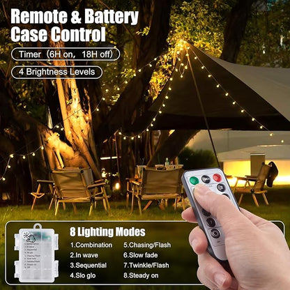Minetom Battery Operated String Lights, 21FT 60 LED Globe Fairy Lights with Remote, Waterproof Twinkle Lights for Indoor Outdoor Bedroom Classroom Dorm Camping Canopy Wedding Xmas Decor, Warm White