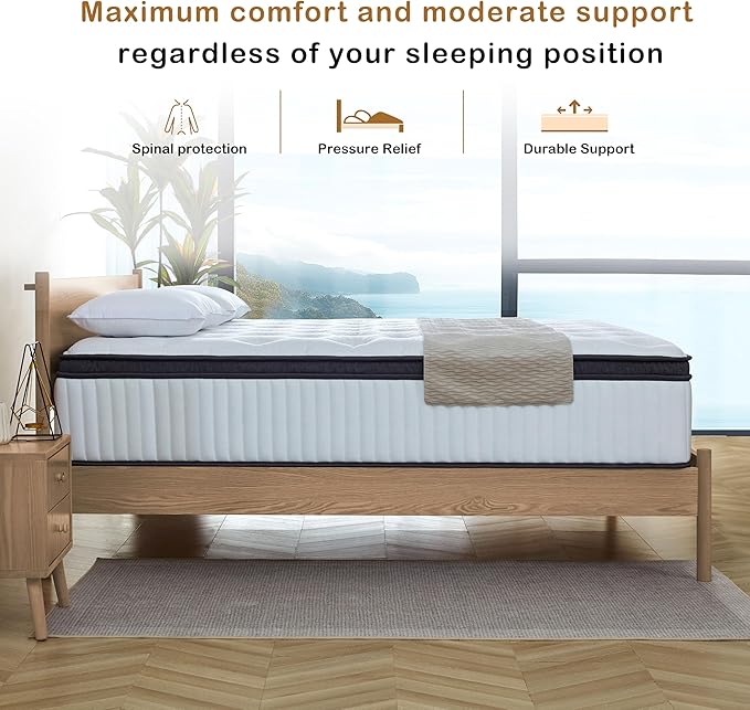 King Size Mattress, 12 Inch King Size Memory Foam Mattress in A Box for Comfort Sleep & Pain Relief, CertiPUR-US Certified, Medium Firm Mattresses
