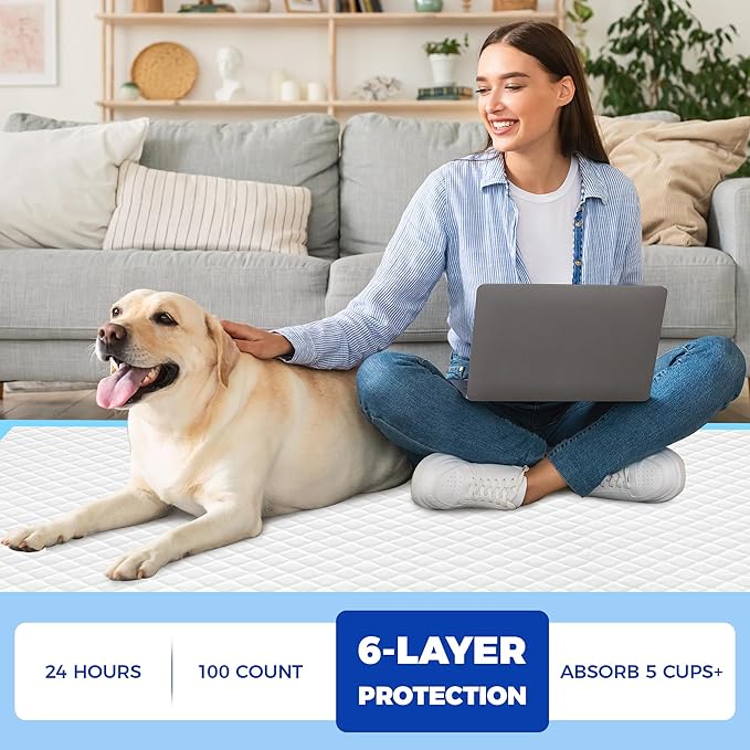 Dog Pee Pads Extra Large 28"x34" - 100 Pack Super Absorbent XLarge Puppy Pads 100 Count Leak-Proof Disposable XL Pet Potty Training Pads for Dogs, Puppies, Doggy-Mewly Pet