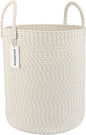 Cotton Rope Laundry Basket Hamper for Clothes Woven Storage Basket for Living Room Bedroom Boho Tall Rope Baskets for Blanket Toys Pillow Towels Baby Nursery Hamper Bin striped