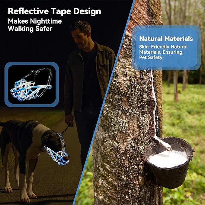 Dog Muzzle for Large Dogs, Breathable Basket Muzzles for Small, Medium and X-Large Aggressive Dog, Allows Panting Drinking, Suitable for Grooming Trimming Training (Camouflage Blue, M)-Mewly Pet