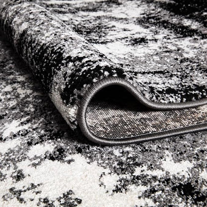 Keen Home Design Area Rugs - 2x14 Non-Shedding, Abstract Rugs for Kitchen, Living Room, Bedroom, Dining Room, Entryway - Size: 2'8" x 14', Abstract Black