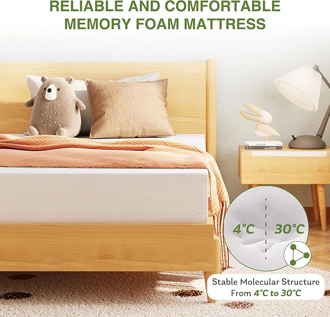 EGOHOME Full Size Memory Foam Mattress, 8 Inch Bed Mattress in A Box with Cooling Green Tea Gel, Pressure Relief with Medium Firm Support, CertiPUR-US Certified, 75''L x 54''W, ‎37.3 pounds White