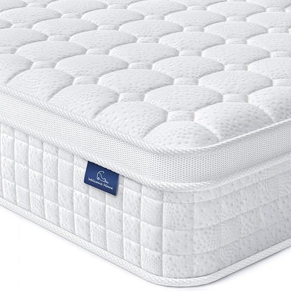 Vesgantti 12 Inch Multilayer Hybrid Queen Mattress - Multiple Sizes & Styles Available, Ergonomic Design with Memory Foam and Pocket Spring, Medium Firm Feel, White