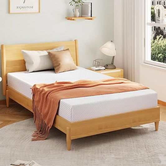 EGOHOME 10 Inch Queen Mattress, Memory Foam Mattress in a Box with Cooling Green Tea Gel, Relieve Pressure with Medium Support, CertiPUR-US Certified, 80''L x 60''W, White