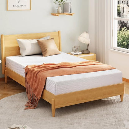 EGOHOME 6 Inch Queen Size Mattress for Kids, Memory Foam Mattress with Cooling Green Tea Gel, Relieve Pressure with Medium Firm Support, CertiPUR-US Certified, 80''L x 60''W, White