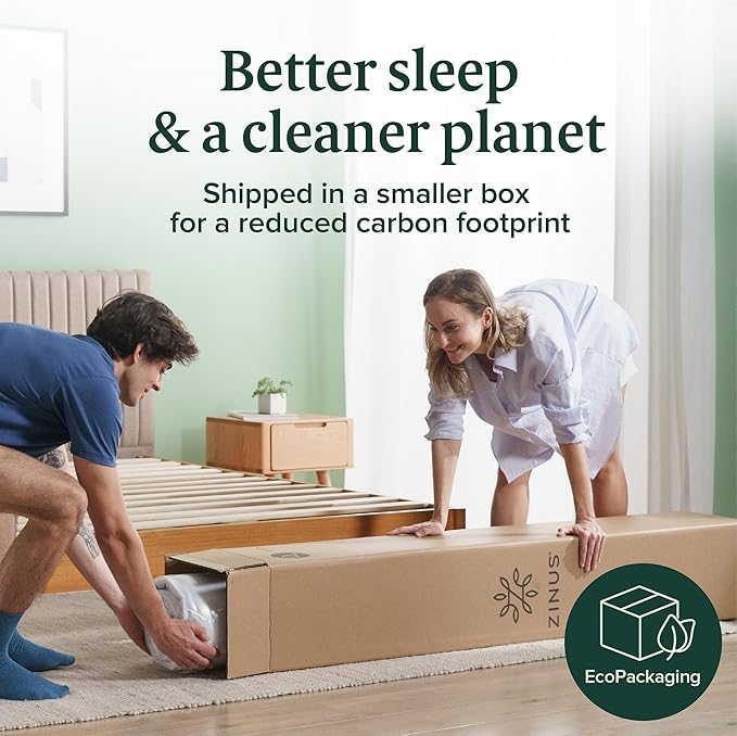 ZINUS 6 Inch Queen Green Tea Memory Foam Mattress [New Version], Fiberglass free, Medium Firm Feel, Zoned Pressure Relief, Certified Safe Foams & Fabric, Mattress in A Box