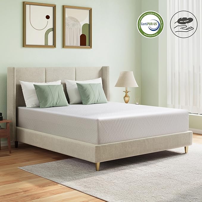 Twin Mattress in a Box, 10 inch Mattresses for Kids Bed Single Size Daybed Individual Bunk, Green Tea Memory Foam Medium Firm