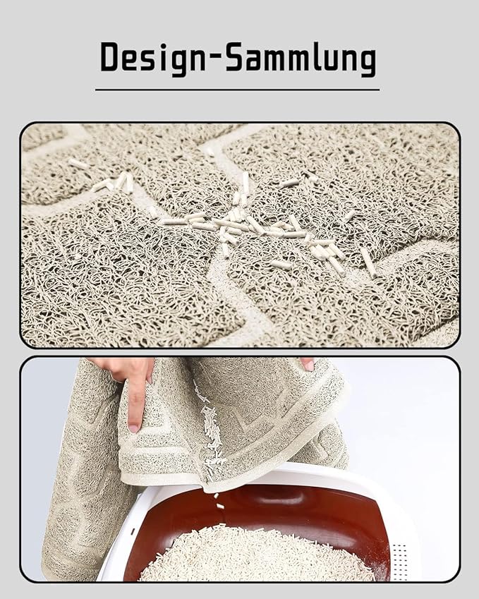 Yimobra Cat Litter Mat, 35.4"x23.6" Litter Box Mat with Litter Lock Mesh, Soft Cat Litter Mat Litter Trapping Mat, Easy to Clean, Non-Slip, Water Resistant, Litter Free Floors, Beige-Mewly Pet