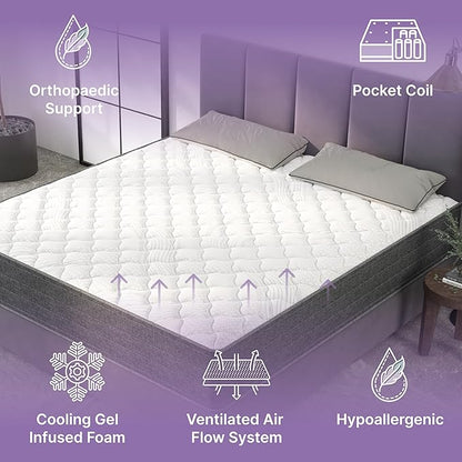 NapQueen Full Mattress, 12 Inch Victoria Hybrid Cooling Gel Infused Pocket Spring and Memory Foam Mattress, Full Size Mattress Bed in a Box, CertiPUR-US Certified, Fiberglass-Free Mattress