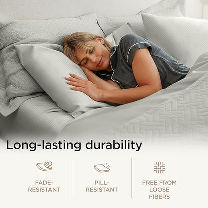 Celine King Size Sheets for King Mattress | 800 Thread Count Jacquard Light Grey | Better Than Egyptian Cotton | 4 Pc Bed Sheets | Damask Sheets Fits 16'' Deep Pocket | 100% Cotton