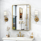 20x30 Inch Gold Framed Bathroom Mirror, Rectangle Brushed Gold Metal Vanity Mirror, Gold Mirror for Wall, Rounded Corner, Tempered Glass, Anti-Rust, Shatterproof (Horizontal/Vertical)