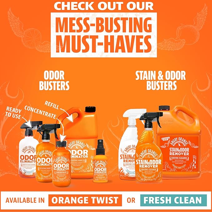ANGRY ORANGE 1 Gallon Enzyme Cleaner and Deodorizer, Pet Stain and Odor Remover for Dog & Cat Urine and Stains - Citrus, Made in USA-Mewly Pet