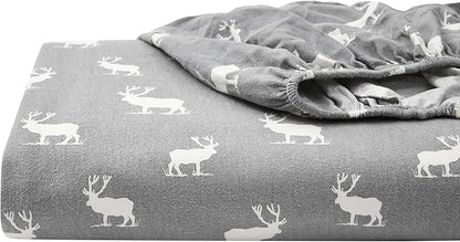 Eddie Bauer - King Sheets, Cotton Flannel Bedding Set, Brushed For Extra Softness, Cozy Home Decor (Elk Grove, King)
