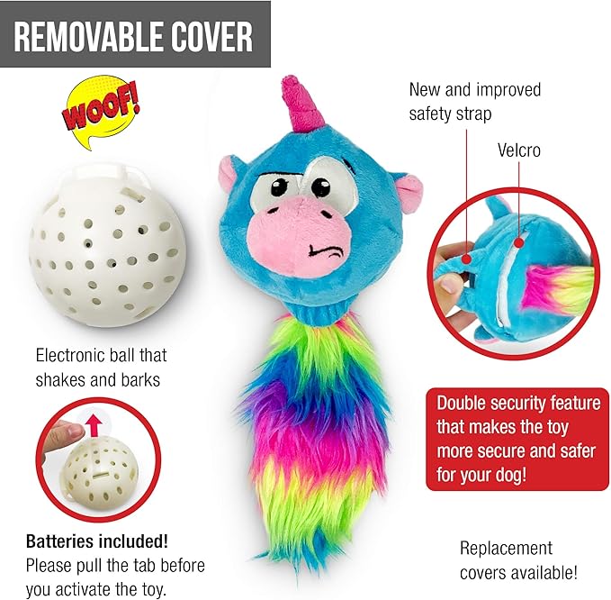 Hyper Pet Doggie Pal Unicorn Interactive Plush Dog Toys (Wiggles, Vibrates, and Barks – Dog Toys for Boredom and Stimulating Play)-Mewly Pet