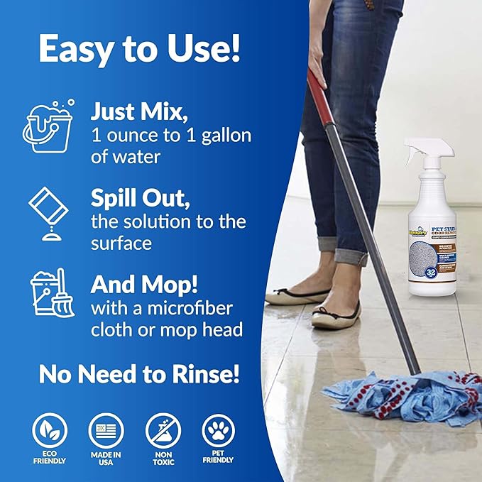Sheiner's Pet Stain Remover & Pet Odor Eliminator, Advanced Cleaning Bio-Enzyme Cleaner Solution for Carpets, Rugs, Upholstery & Multi-Surfaces, Safe for Pets & Kids. (32 oz)-Mewly Pet