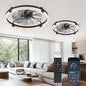 LEDIARY 2 Pack 24 Inch Modern Ceiling Fans with Lights and Remote, Dimmable Flush Mount Ceiling Fan, Brown Low Profile Ceiling Fan with 3 CCT and 6 Speeds