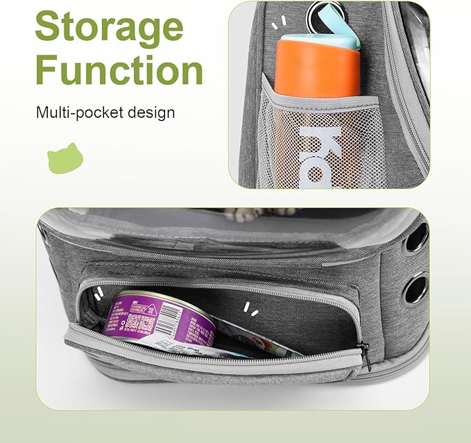 Expandable Cat Backpack,Cat Bubble Backpack Carrier for Carrying Cats, Pets and Small Dogs,Airline-Approved,Designed for Travel, Hiking, Walking,Car （Grey-Mewly Pet