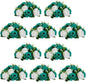 NUPTIO Flower Wedding Centrepieces for Tables - 10 Pcs 9.5in Diameter Teal & White Artificial Flowers Rose Ball for Centerpieces Table - Fake Rose Arrangements for Weddings Birthday Party Decorations
