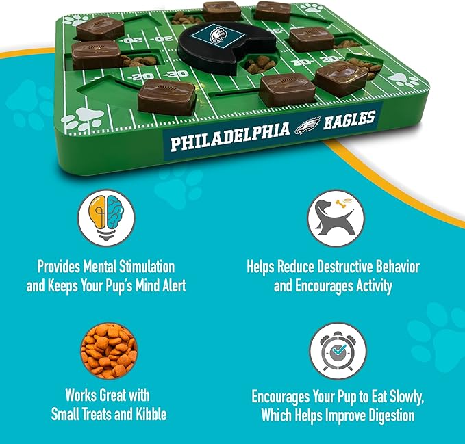 Pets First NFL Philadelphia Eagles Puzzle, Interactive Dog Treat Puzzle Toy-Mewly Pet