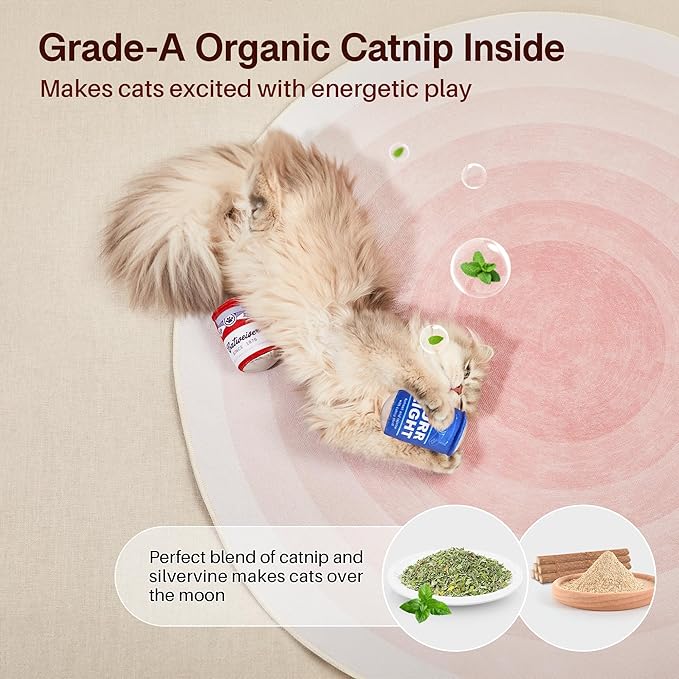 Potaroma Beer-Simulation Cat Toys 2Pcs Catnip Crinkly Sound Toy, Durable Kitten Bite Kicker Toys, Indoor Feline Exercise 4.0 Inches for All Breeds-Mewly Pet