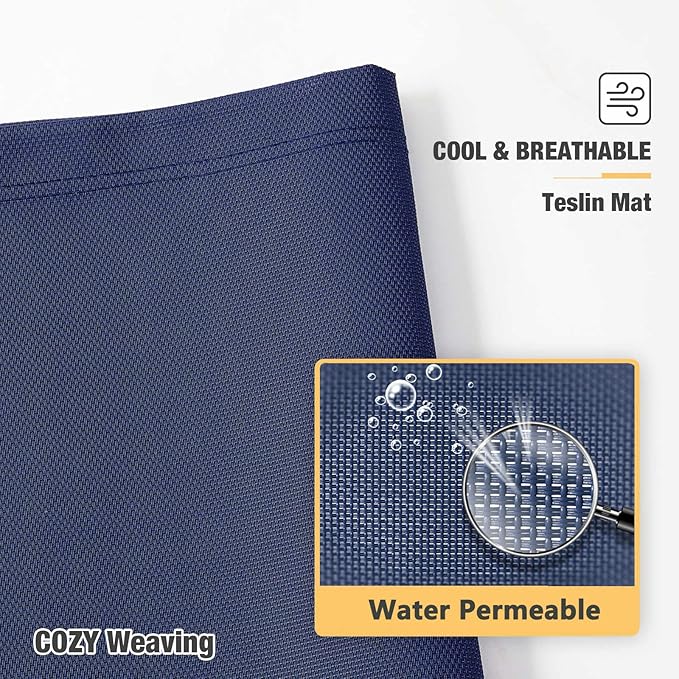 Veehoo Chew Proof Elevated Dog Bed - Cooling Raised Pet Cot - Silver Aluminum Frame and Durable Textilene Mesh Fabric, Unique Designed No-Slip Feet for Indoor or Outdoor Use, Blue, Medium, CWC2003-Mewly Pet