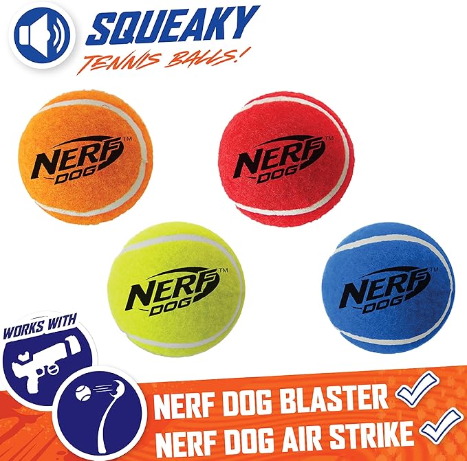 Nerf Dog 12-Piece Dog Toy Gift Set, Includes 2.5in Squeak Tennis Ball 12-Pack, Nerf Tough Material, Multicolored for All Breed Sizes-Mewly Pet