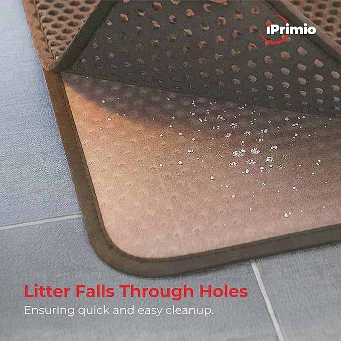 iPrimioJUMBO Size Cat Litter Trapper - EZ Clean (Brown/Tan) - 32 inches by 30 inches/Super Big. Exclusive Water Proof Layer and Puppy Pad Option. Patent Pending.-Mewly Pet