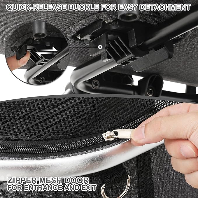 MoNiBloom Pet Stroller for Small/Medium Dogs w/Detachable Carrier & Lightweight Aluminum Frame, Folding Jogging Travel Stroller, Dark Gray-Mewly Pet