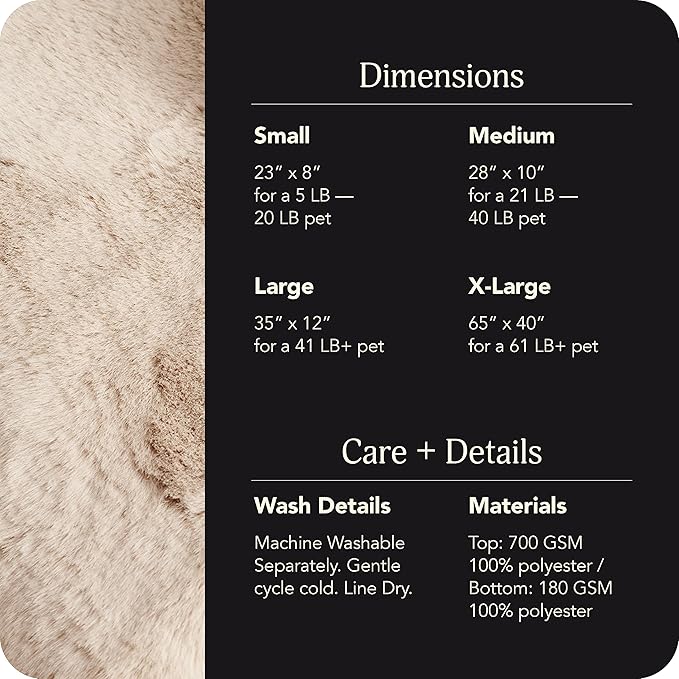 UnHide Floof Pet Bed - Small (23" x 8") - Extra Soft Dog Bed - Removable Faux Fur Cover - Machine Washable - Helps Ease Pet Anxiety & Provides The Perfect Sleep - Beige Bear-Mewly Pet