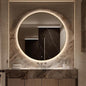 48" Round LED Bathroom Mirror, Wall Mounted Round Backlit Mirror LED Bathroom Vanity Mirror with Lights Fog Free Circle Lighted Mirror with Gold Frame, Smart Light up Mirror 3-Color