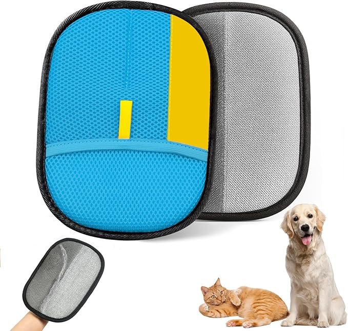 Upgraded pet Hair Removal Gloves, Reusable pet Hair Removal Gloves, Powerful cat and Dog Hair Removal, Suitable for Clothes、Sofas、Carpets、car Seats etc. (2PCS Blue)-Mewly Pet