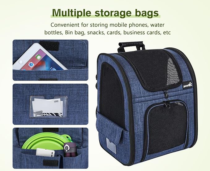 Pecute Pet Carrier Backpack, Dog Carrier Backpack, Expandable with Breathable Mesh for Small Dogs Cats Puppies, Pet Backpack Bag for Hiking Travel Camping Outdoor Hold Pets Up to 17 Lbs-Mewly Pet