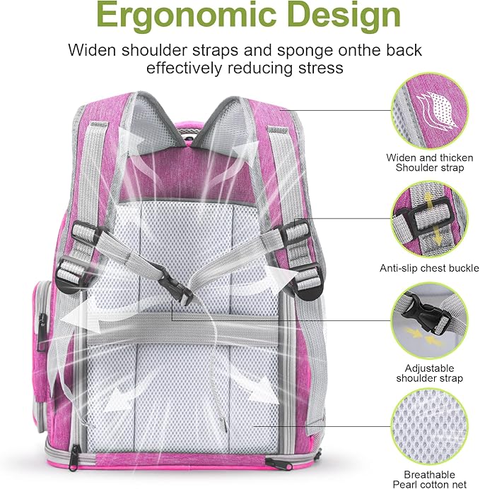 Expandable Cat Backpack,Cat Bubble Backpack Carrier for Carrying Cats, Pets and Small Dogs,Airline-Approved,Designed for Travel, Hiking, Walking,Car （Pink-Mewly Pet