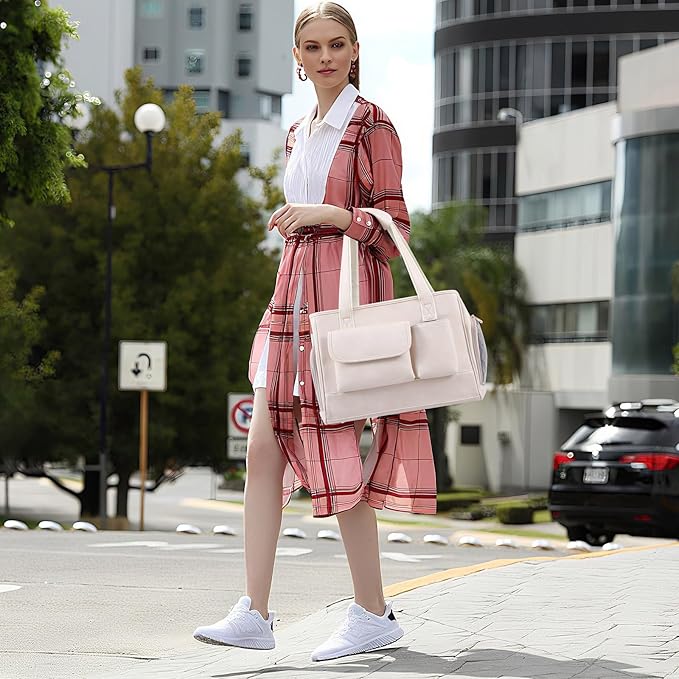 Dog Carrier Purse, Fashion Leather Pet Carrier Bag, Airline Approved Soft Sided Cat Travel Tote Bag with Pockets White-Mewly Pet