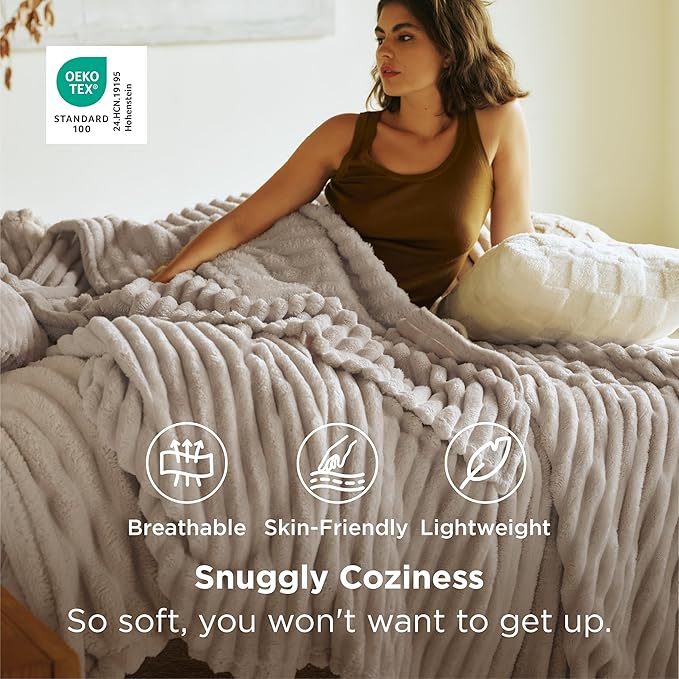 Bedsure GentleSoft King Size Blanket for Bed - Cozy Soft Blankets for Women, Cute Large Fleece Throws for Girls, Linen, 108x90 Inches