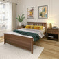 Plank+Beam Solid Wood Full Bed Frame, Platform Bed with Headboard, Walnut